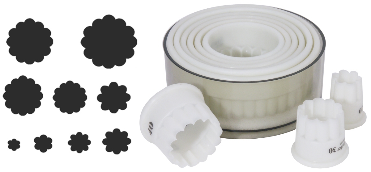 Ausstecher-Set, rund, gewellt aus weißem Exoglass® - Contacto