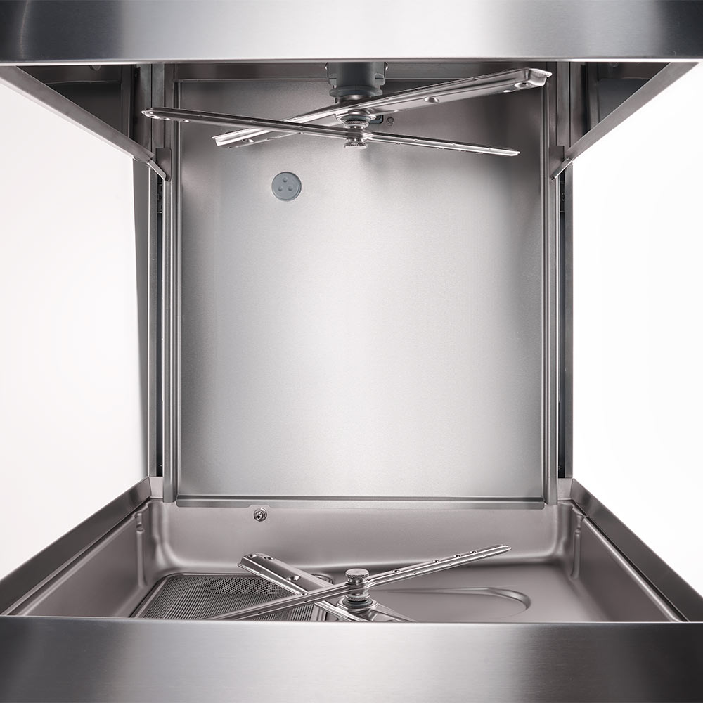 Stalgast Edelstahl Haubenspülmaschine Aqua H3 mit Klarspülmittel- und Reinigerdosierpumpe