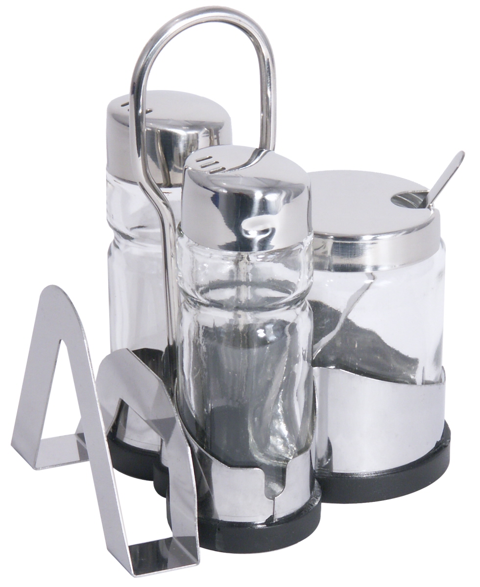Menage Salz/Pfeffer, Senf mit Halter - Contacto