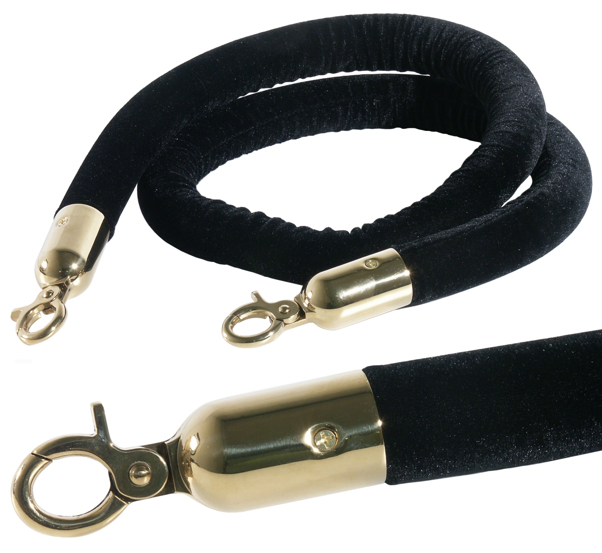 Absperrseil samtummantelt, schwarz, gold - Contacto