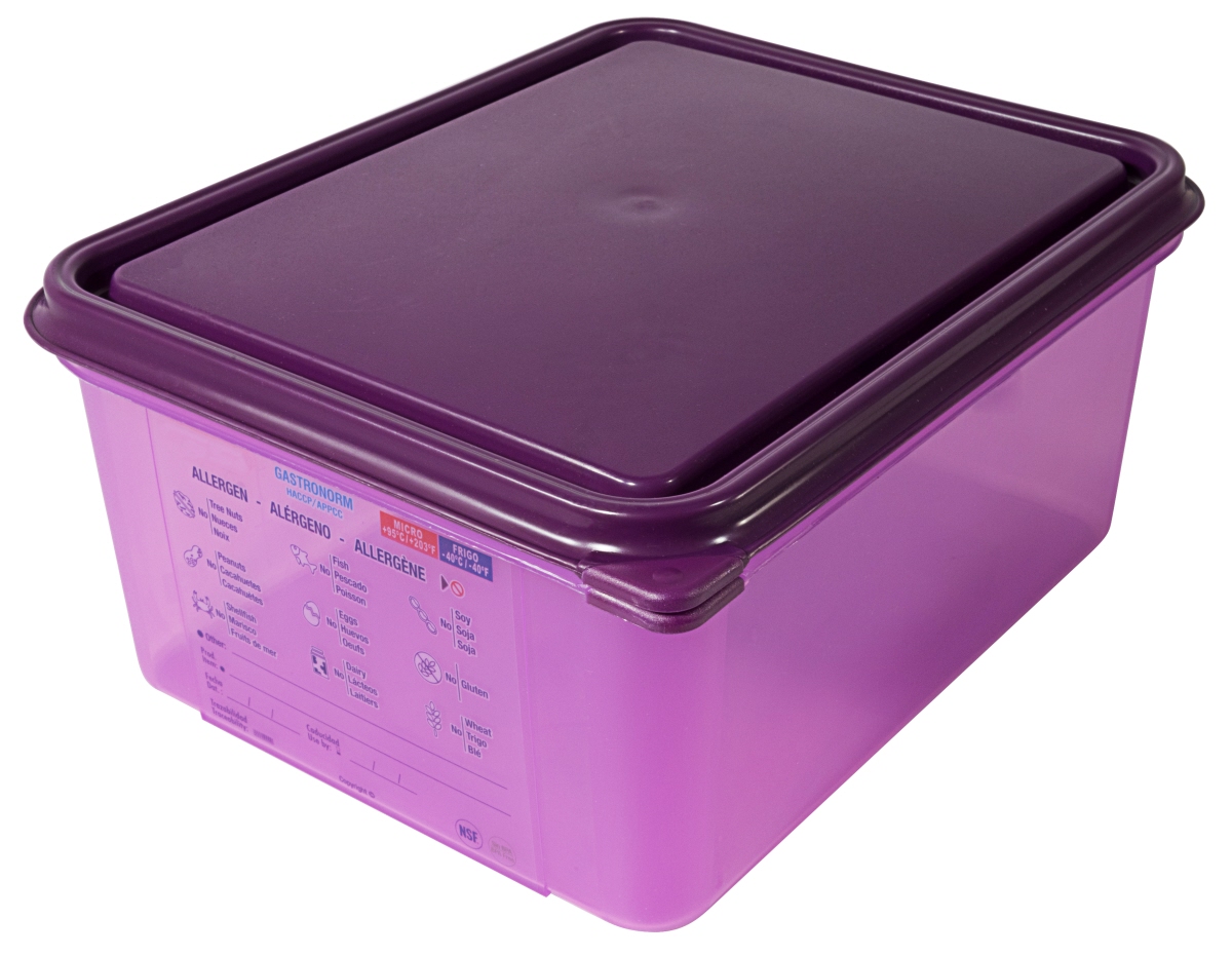 Contacto 5542/150 - Behälter allergen 1/2 150 mm aus lila Polypropylen, 10 l mit Deckel, Permanentet