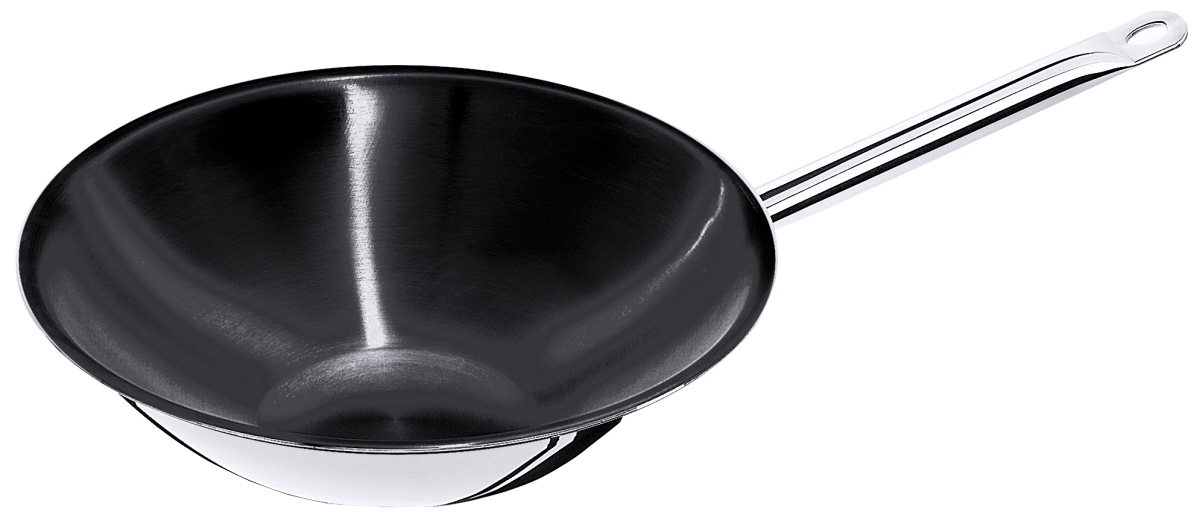 Contacto 523/360 - Wok Edelstahl mehrschichtig flacher Boden, Antihaft