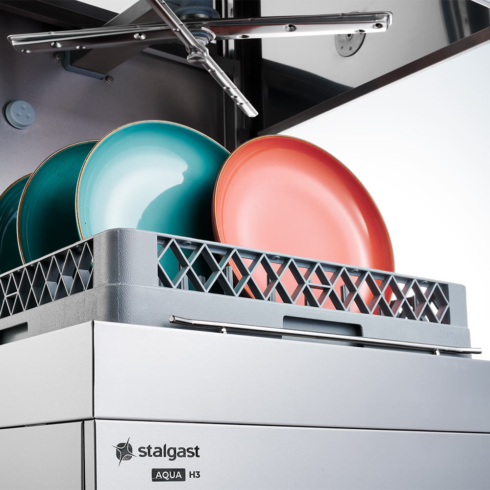 Stalgast Edelstahl Haubenspülmaschine  Aqua H5 mit Klarspülmittel- und Reinigerdosierpumpe, 3 Spülpr