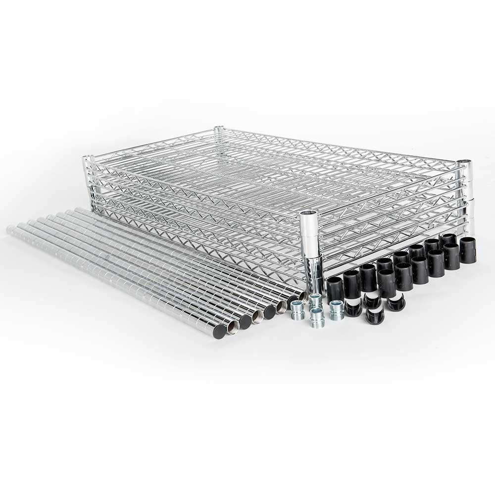 Lagerregal aus verchromten Stahl, Abmessung 900x400x1800 mm (BxTxH)