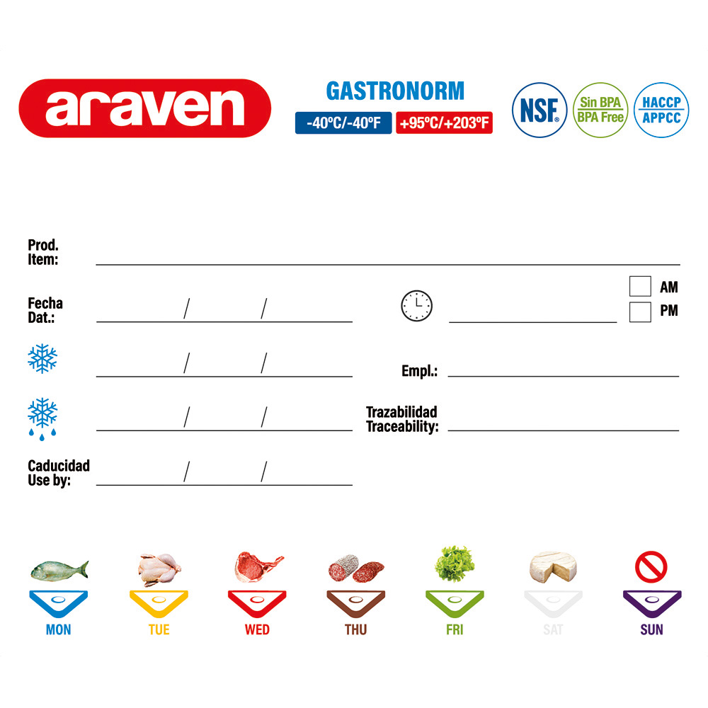 ARAVEN Gastronormbehälter mit Deckel, Polypropylen, GN 1/4 (100 mm)