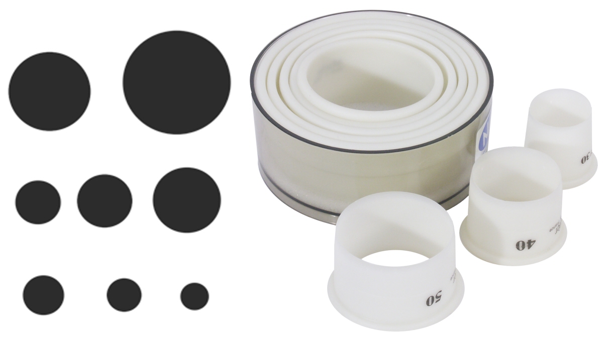 Ausstecher-Set, rund, glatt aus weißem Exoglass® - Contacto
