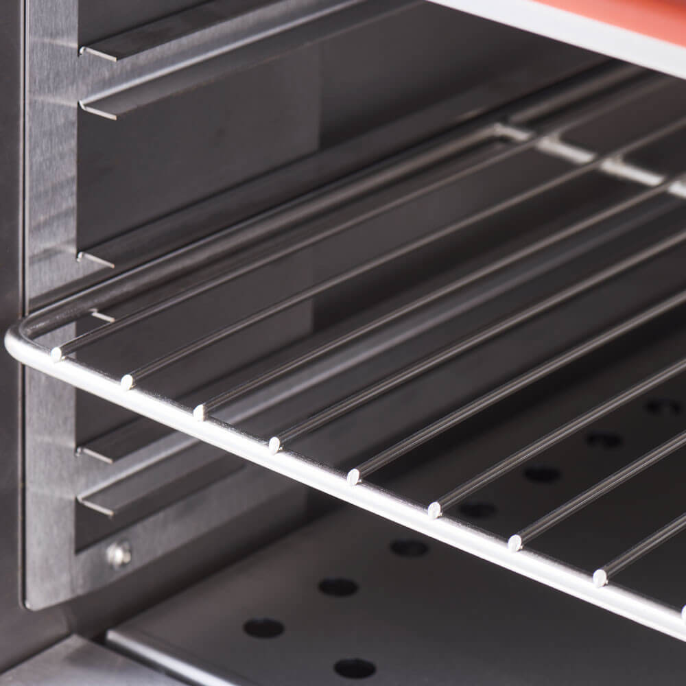 Stalgast Edelstahl Gasherd mit 6 Brennern (3,5+2x5+2x7+9), Elektro-Umluft-Backofen GN1/1 und Untersc