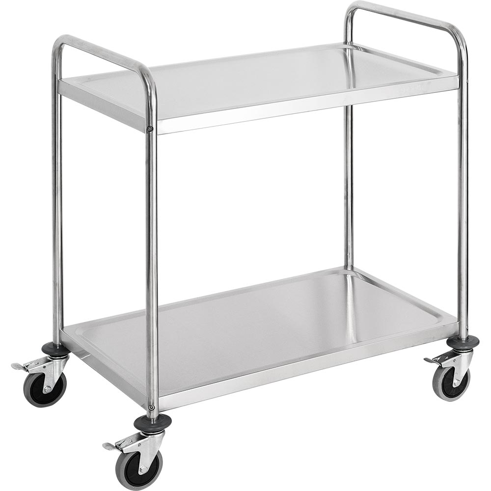Stalgast Edelstahl Servierwagen, mit zwei Borden, 845 x 525 x 940 mm (BxTxH)
