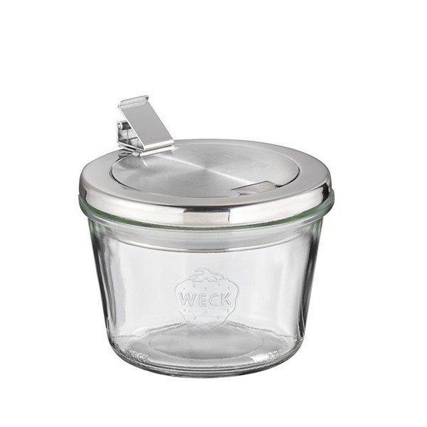 Weck Vorratsglas mit Edelstahl-Deckel klappbar 370 ml