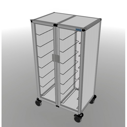 Hupfer Tablett-Abräumwagen Aluminium, TAWALU/Tür 2/14 L-EN-175