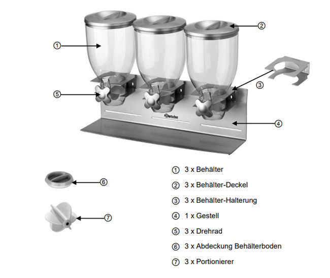 Bartscher-500379-Cerealienspender-Baugruppen-bersicht