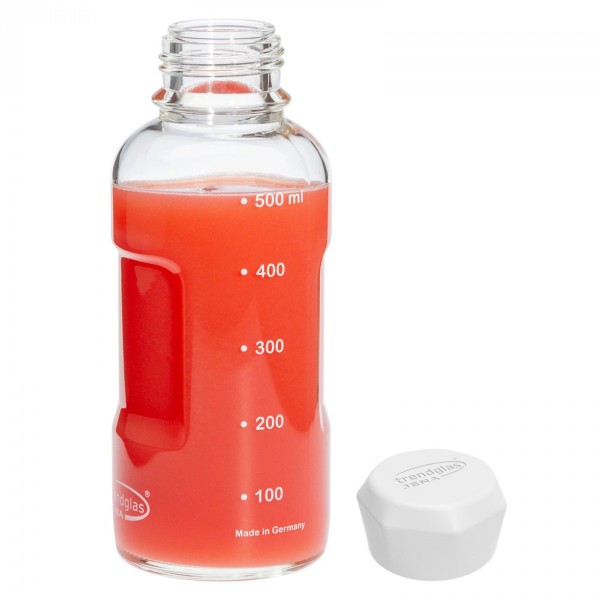 Trendglas 330101 - Trinkflasche 500 - WEIß mit weißer Schraubkappe