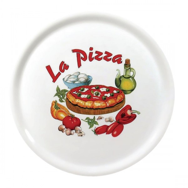 Saturnia Porzellan Pizzateller 31cm mit &quot;La Pizza&quot;-Verzierung (6 Stück)