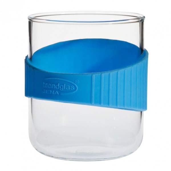 Trendglas 211219 - Tasse OFFICE S - blau mit blauer Silikon-Manschette