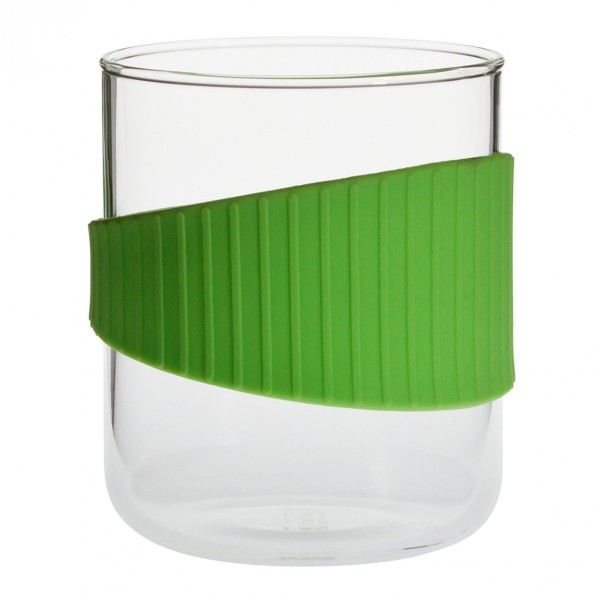 Trendglas 211226 - Tasse OFFICE S - grün mit grüner Silikon-Manschette