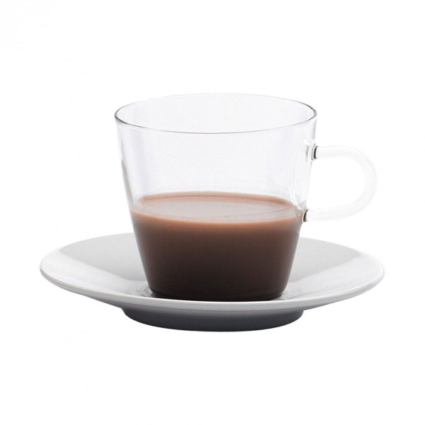 Trendglas 210809 - Kaffeeglas COSTA I - C mit Porzellan-Unterteller (2 Stück)
