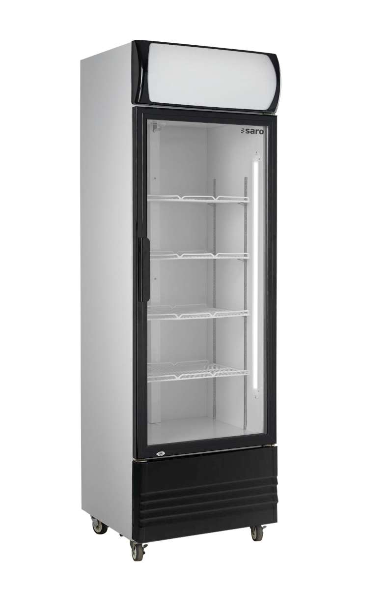 Getränkekühlschrank mit Glastür 460 Liter mit Werbetafel schwarz weiß, Getränkekühlschränke, Kühlschränke, Kühlen